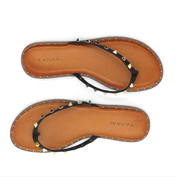 NWT Elie Tahari Cognac Studded Patsi Flip Flop Sandals - Picture 5 of 5